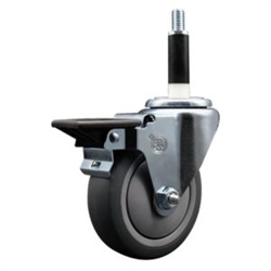 3/4 inch expanding adapter stem swivel casters with a 4 inch thermoplastic rubber tread wheel and posi lock