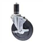 5" Expanding Stem Swivel Caster with Hard Rubber Wheel and Top Lock Brake