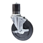 5" Expanding Stem Swivel Caster with Hard Rubber Wheel and Top Lock Brake