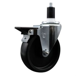 Service Caster #20 Series 1-1/2 inch expanding adapter stem swivel casters with a 5 inch polyolefin wheel and posi lock.