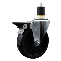 Service Caster #20 Series 1-7/8 inch expanding adapter stem swivel casters with a 5 inch polyolefin wheel and posi lock.