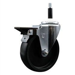Service Caster #20 Series 7/8 inch expanding adapter stem swivel casters with a 5 inch polyolefin wheel and posi lock.