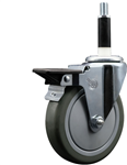 Service Caster swivel caster with a 5 inch Grey polyurethane wheel. Featuring a zinc plated finish, these casters are ideal for work tables, shop projects, and any equipment with round or square tube legs.