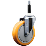 Service Caster 7/8 inch expanding stem swivel caster with a 5 inch yellow polyurethane wheel. Featuring a zinc plated finish, these casters are ideal for work tables, shop projects, and any equipment with round or square tube legs.