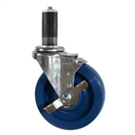 5" Expanding Stem Swivel Caster with Solid Polyurethane Wheel and Brake