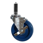 5" Expanding Stem Swivel Caster with Solid Polyurethane Wheel and Brake