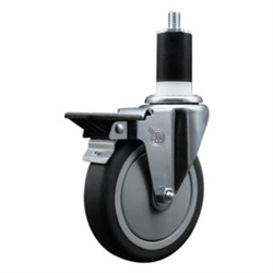 1-1/2 inch expanding adapter stem swivel casters with a 5 inch thermoplastic rubber tread wheel and posi lock