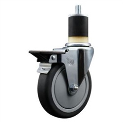 1-7/8 inch expanding adapter stem swivel casters with a 5 inch thermoplastic rubber tread wheel and posi lock
