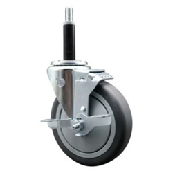 3/4 inch expanding adapter stem swivel casters with a 5 inch thermoplastic rubber tread wheel and posi lock