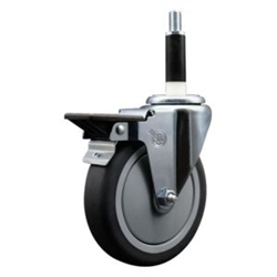 7/8 inch expanding adapter stem swivel casters with a 5 inch thermoplastic rubber tread wheel and posi lock