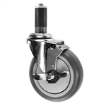5" Expanding Stem Swivel Caster with Thermoplastic Rubber Tread and top lock brake