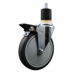 1-7/8 inch expanding adapter stem swivel casters with a 6 inch thermoplastic rubber tread wheel and posi lock