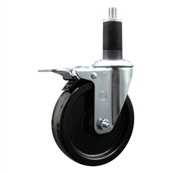 1-1/4" expanding stem caster 5" phenolic wheels and total lock