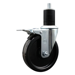 1-3/4" expanding stem caster 5" phenolic wheels and total lock