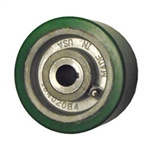 4" x 1-1/2" polyurethane on cast iron drive wheel with metric bore keyway