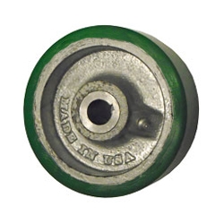 5" x 1-1/2" polyurethane tread on cast iron drive wheel with keyway