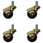 Set of 4 Spherical ball casters with bright brass finish