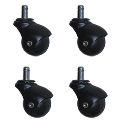 Flat Black finish spherical casters