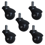 Flat Black finish spherical casters set of five