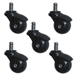 Gloss Black finish spherical casters set of five