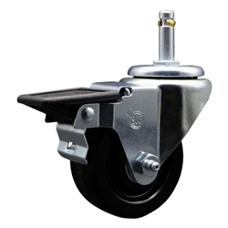 1-3/8" grip ring swivel caster bright chrome 3" phenolic wheels and posi lock