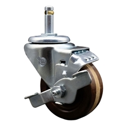 1-3/8" grip ring swivel caster bright chrome 3" high temperature phenolic wheels and brake
