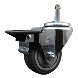 7/16 inch grip ring stem swivel casters with 3 inch thermoplastic rubber tread wheel featuring posi lock brake