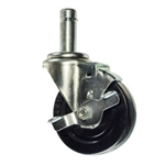 4" Metro wire shelf caster with hard rubber wheel and brake