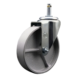1-3/8" grip ring swivel caster bright chrome 5" semi steel wheels