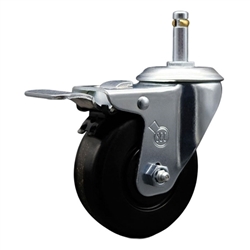 1-3/8" grip ring swivel caster bright chrome 3-1/2" phenolic wheels and total lock
