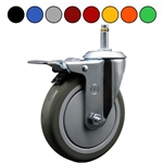 5" Grip Ring Caster with Total Lock - Poly Wheel - 7/16" Stem