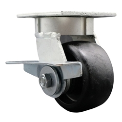 Kingpinless swivel caster with durable 4" glass filled nylon wheel and brake