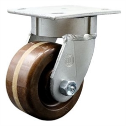 High temperature kingpinless swivel caster with durable 4 inch phenoic wheel.