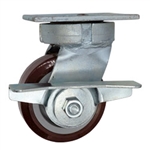 4 Inch Kingpinless Swivel Caster with Polyurethane on Polyolefin Wheel, Ball Bearings, and Brake