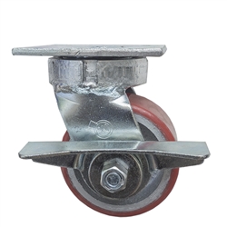 4 Inch Kingpinless Swivel Caster with Polyurethane Tread Wheel, Ball Bearings, and Brake