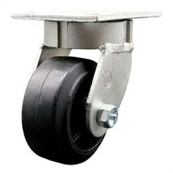 High temperature kingpinless swivel caster with durable 4 inch rubber on metal wheel.