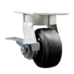 4 Inch Kingpinless Swivel Caster with Rubber Tread Wheel and Brake
