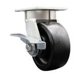 5 Inch Kingpinless Swivel Caster with Glass Filled Nylon Wheel and Brake