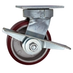 5 Inch Kingpinless Swivel Caster with Polyurethane Tread on Aluminum Core Wheel and Brake
