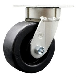 High temperature kingpinless swivel caster with durable 5 inch polyolefin wheel.