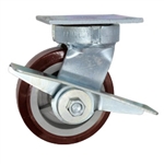5 Inch Kingpinless Swivel Caster with Polyurethane on Polyolefin Wheel and Brake