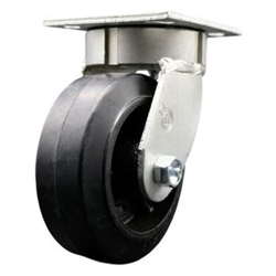 High temperature kingpinless swivel caster with durable 5 inch rubber on metal wheel.