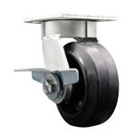 5 Inch Kingpinless Swivel Caster with Rubber Tread Wheel and Brake
