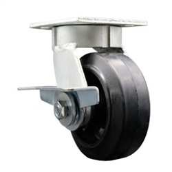 5 Inch Kingpinless Swivel Caster with Rubber Tread Wheel and Brake