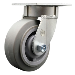 High temperature kingpinless swivel caster with durable 5 inch thermoplastic rubber wheel.