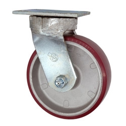 6 Inch Swivel Caster with Polyurethane Tread on Aluminum Core Wheel and Ball Bearings