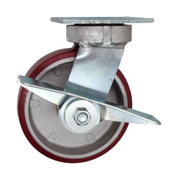 6 Inch Swivel Caster with Polyurethane Tread on Aluminum Core Wheel and Brake