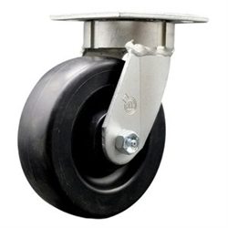 High temperature kingpinless swivel caster with durable 6 inch polyolefin wheel.