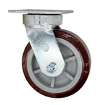 6 Inch Kingpinless Swivel Caster with Polyurethane Tread on Poly Core Wheel and Ball Bearings
