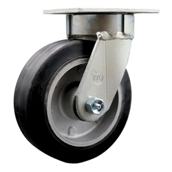 High temperature kingpinless swivel caster with durable 6 inch rubber on aluminum wheel.